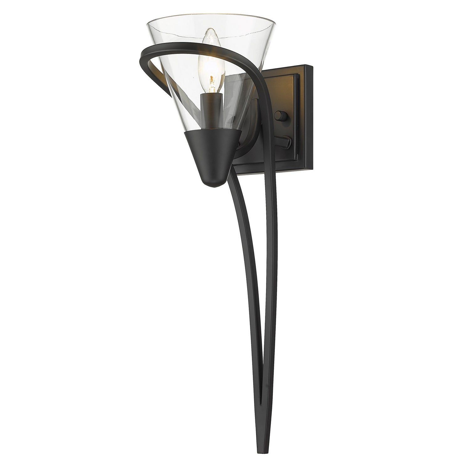 Golden - 1648-1W BLK-CLR - One Light Wall Sconce - Olympia - Matte Black