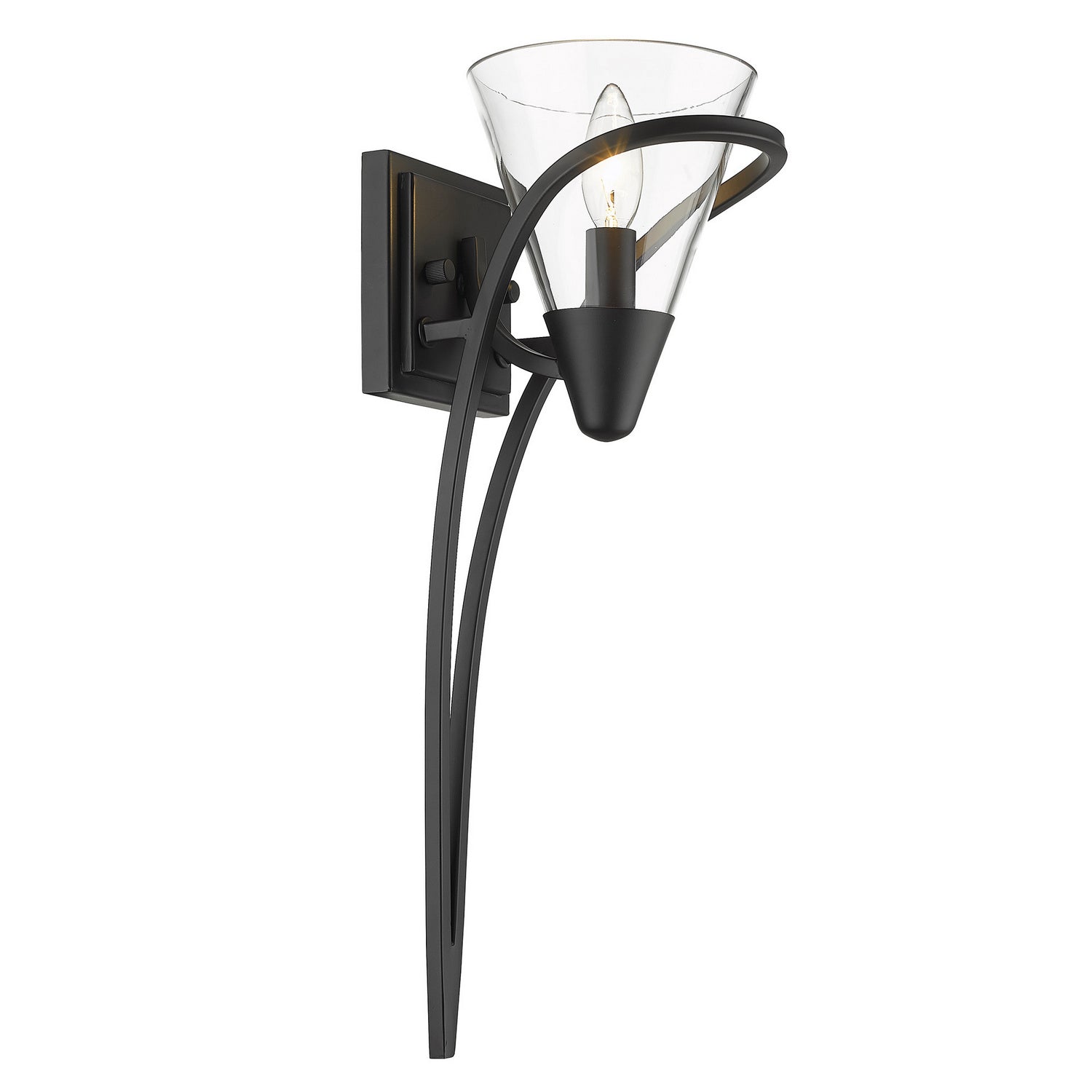 Golden - 1648-1W BLK-CLR - One Light Wall Sconce - Olympia - Matte Black