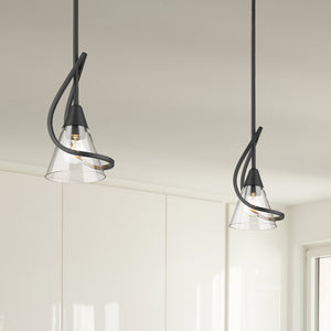 Golden - 1648-M1L BLK-CLR - One Light Mini Pendant - Olympia - Matte Black