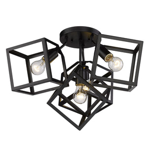 Golden - 2086-4SF BLK - Four Light Semi-Flush Mount - Cassio BLK - Matte Black