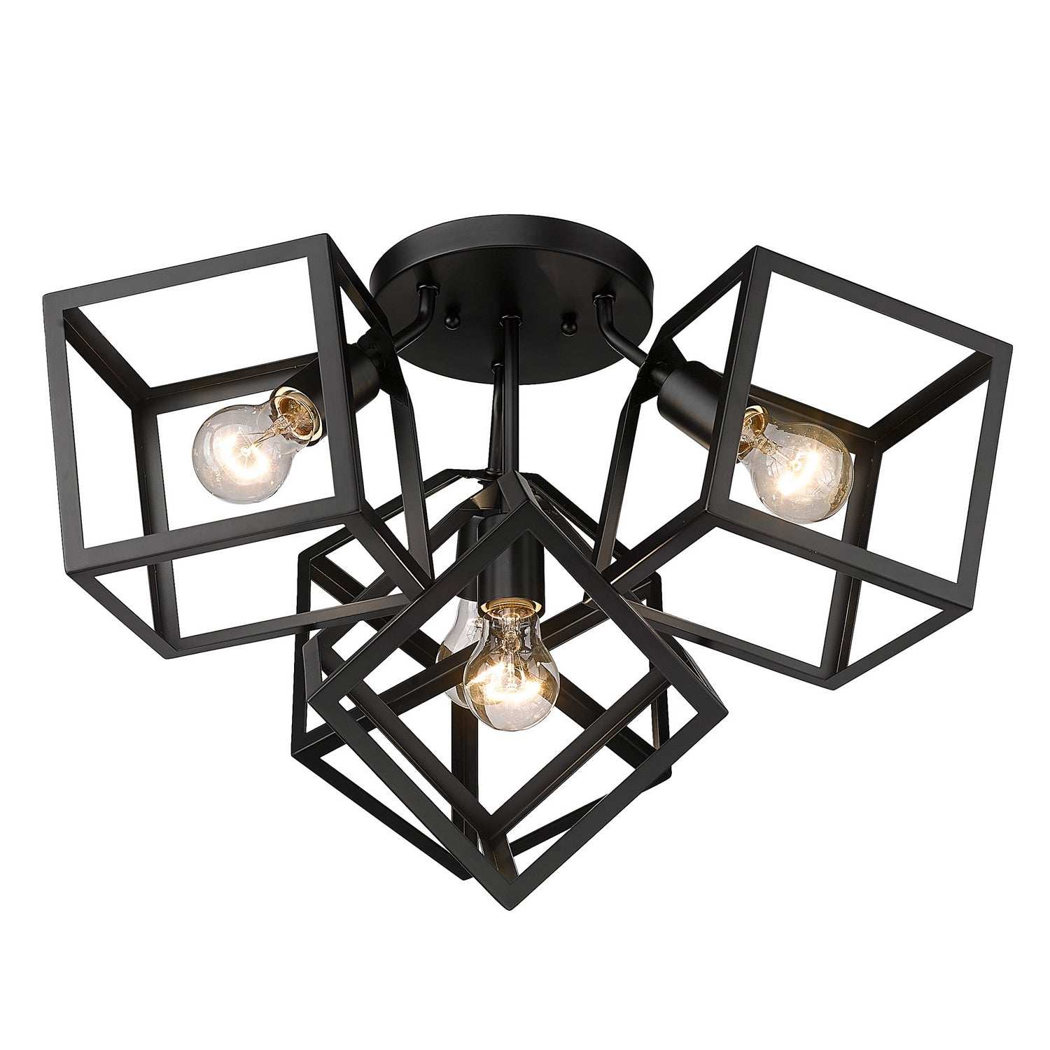 Golden - 2086-4SF BLK - Four Light Semi-Flush Mount - Cassio BLK - Matte Black