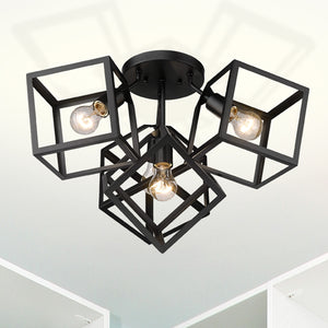 Golden - 2086-4SF BLK - Four Light Semi-Flush Mount - Cassio BLK - Matte Black