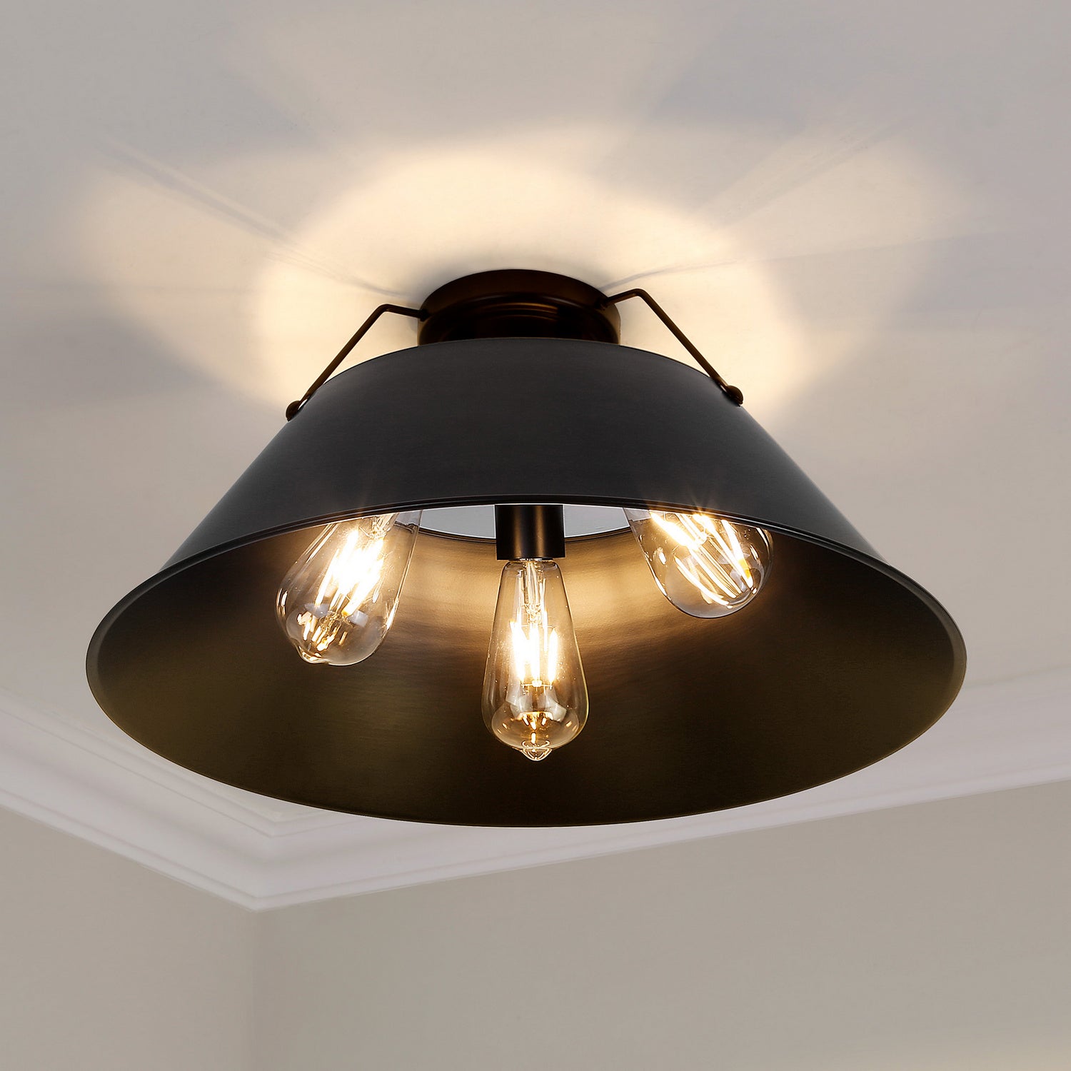 Golden - 3306-3FM BLK-BLK - Three Light Flush Mount - Orwell BLK - Matte Black