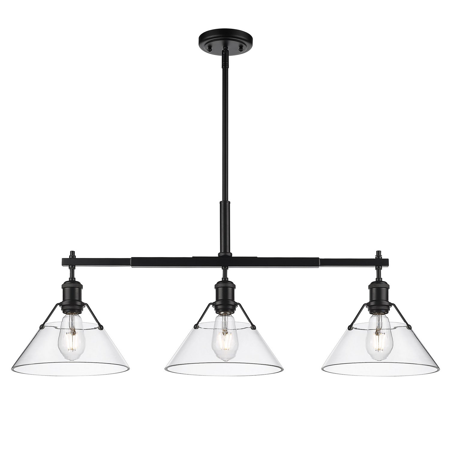 Golden - 3306-LP BLK-CLR - Three Light Linear Pendant - Orwell BLK - Matte Black