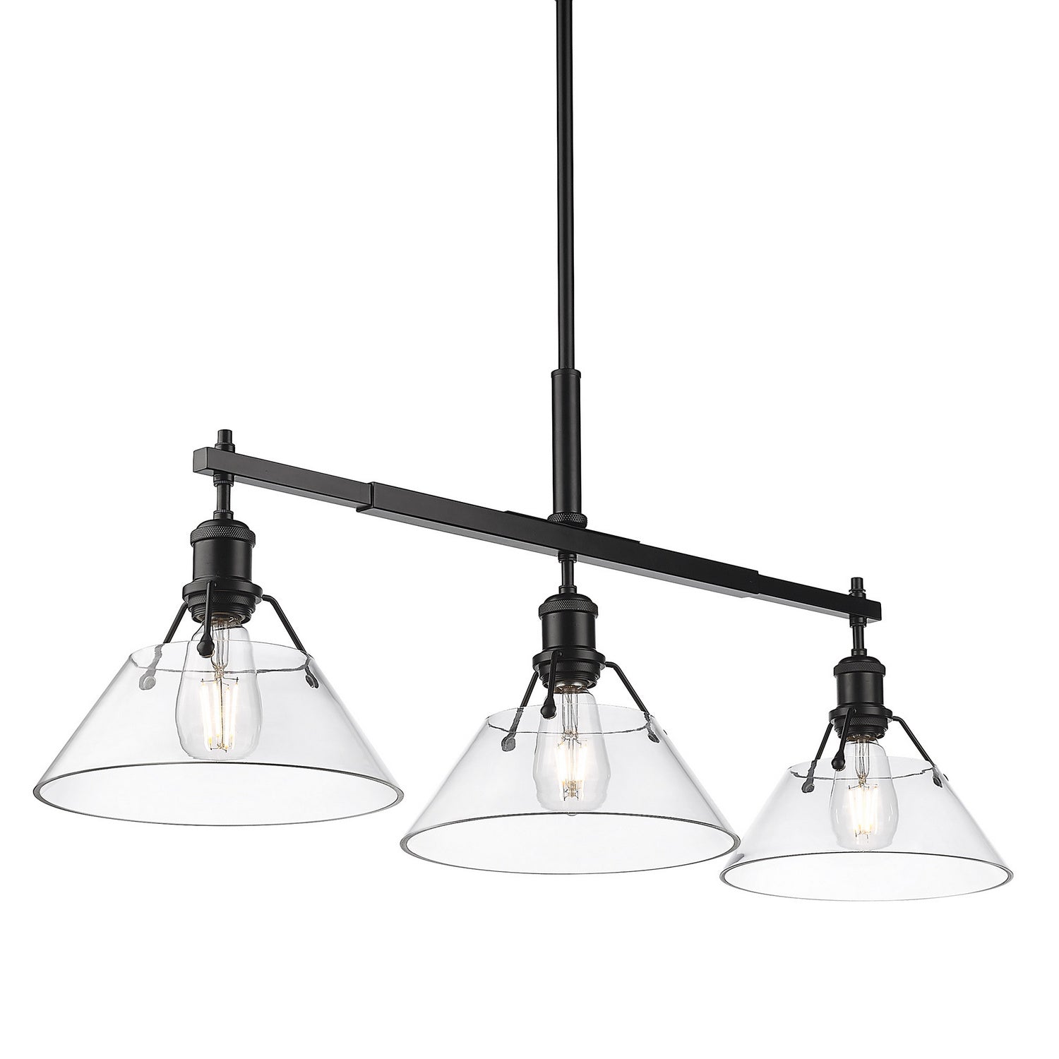 Golden - 3306-LP BLK-CLR - Three Light Linear Pendant - Orwell BLK - Matte Black