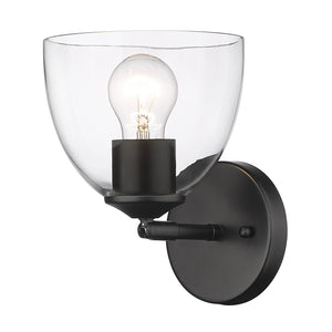 Golden - 6958-1W BLK-BLK-CLR - One Light Wall Sconce - Roxie - Matte Black