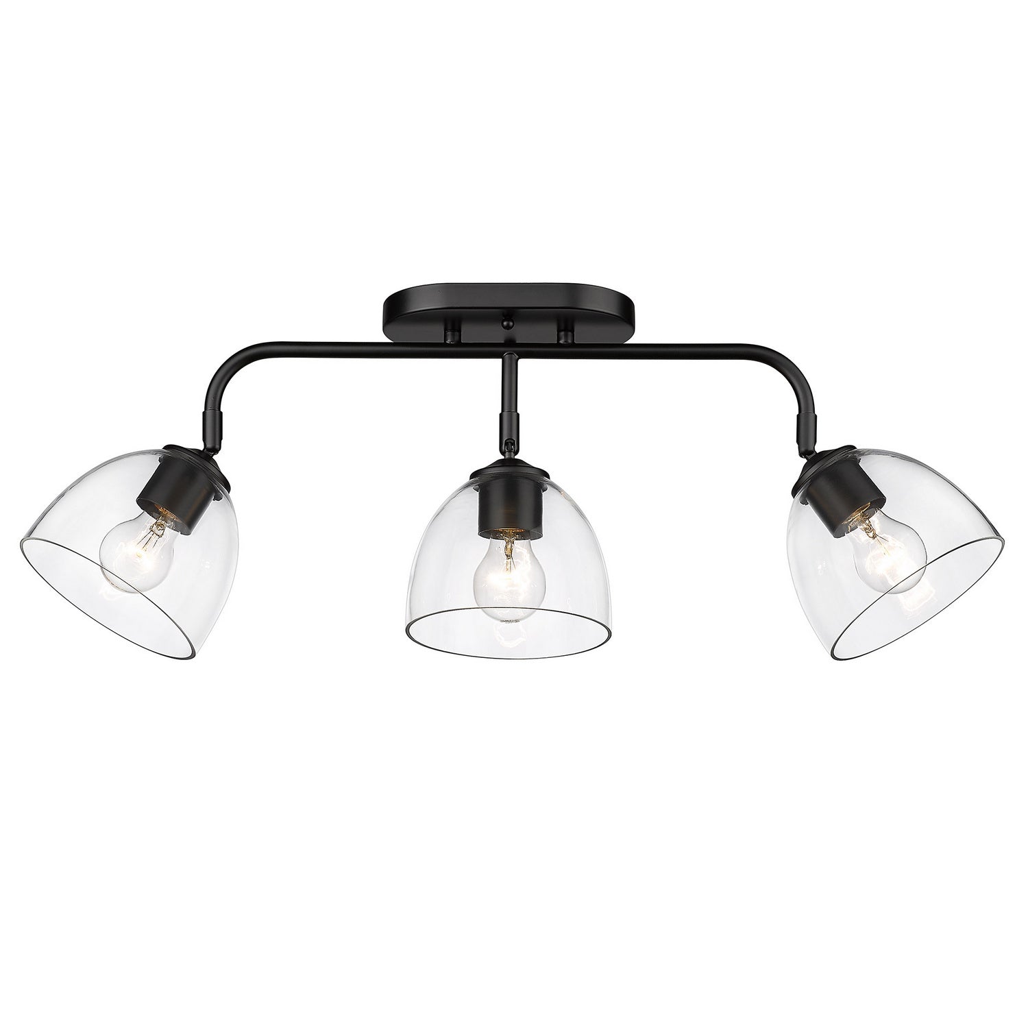 Golden - 6958-3SF BLK-BLK-CLR - Three Light Semi-Flush Mount - Roxie - Matte Black