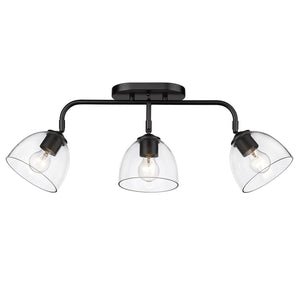 Golden - 6958-3SF BLK-BLK-CLR - Three Light Semi-Flush Mount - Roxie - Matte Black