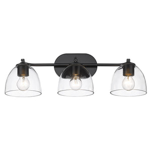 Golden - 6958-BA3 BLK-BLK-CLR - Three Light Bath Vanity - Roxie - Matte Black