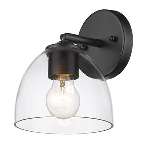 Golden - 6958-SF BLK-BLK-CLR - One Light Semi-Flush Mount - Roxie - Matte Black