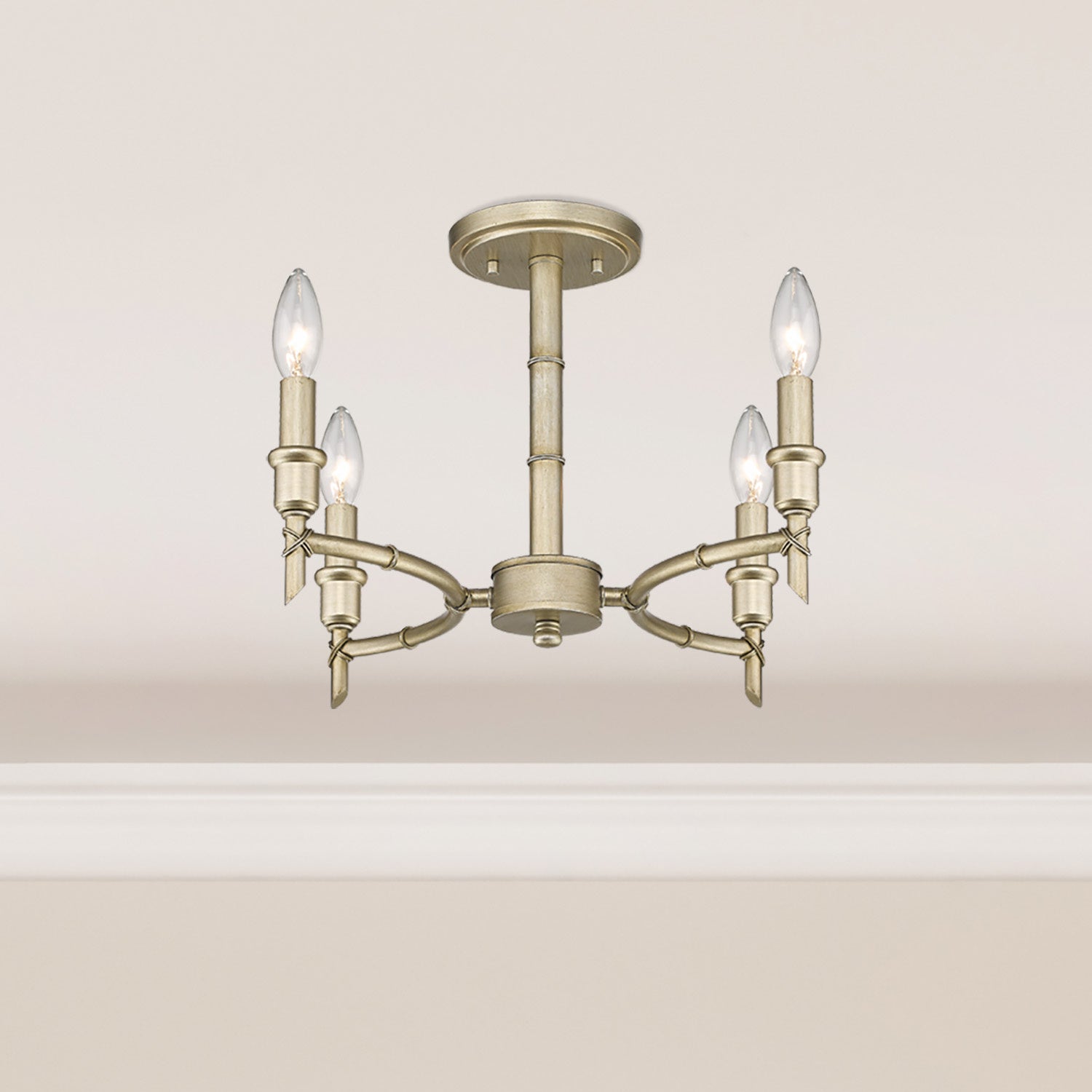 Golden - 8207-SF WG - Four Light Semi-Flush Mount - Cambay - White Gold