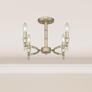 Golden - 8207-SF WG - Four Light Semi-Flush Mount - Cambay - White Gold