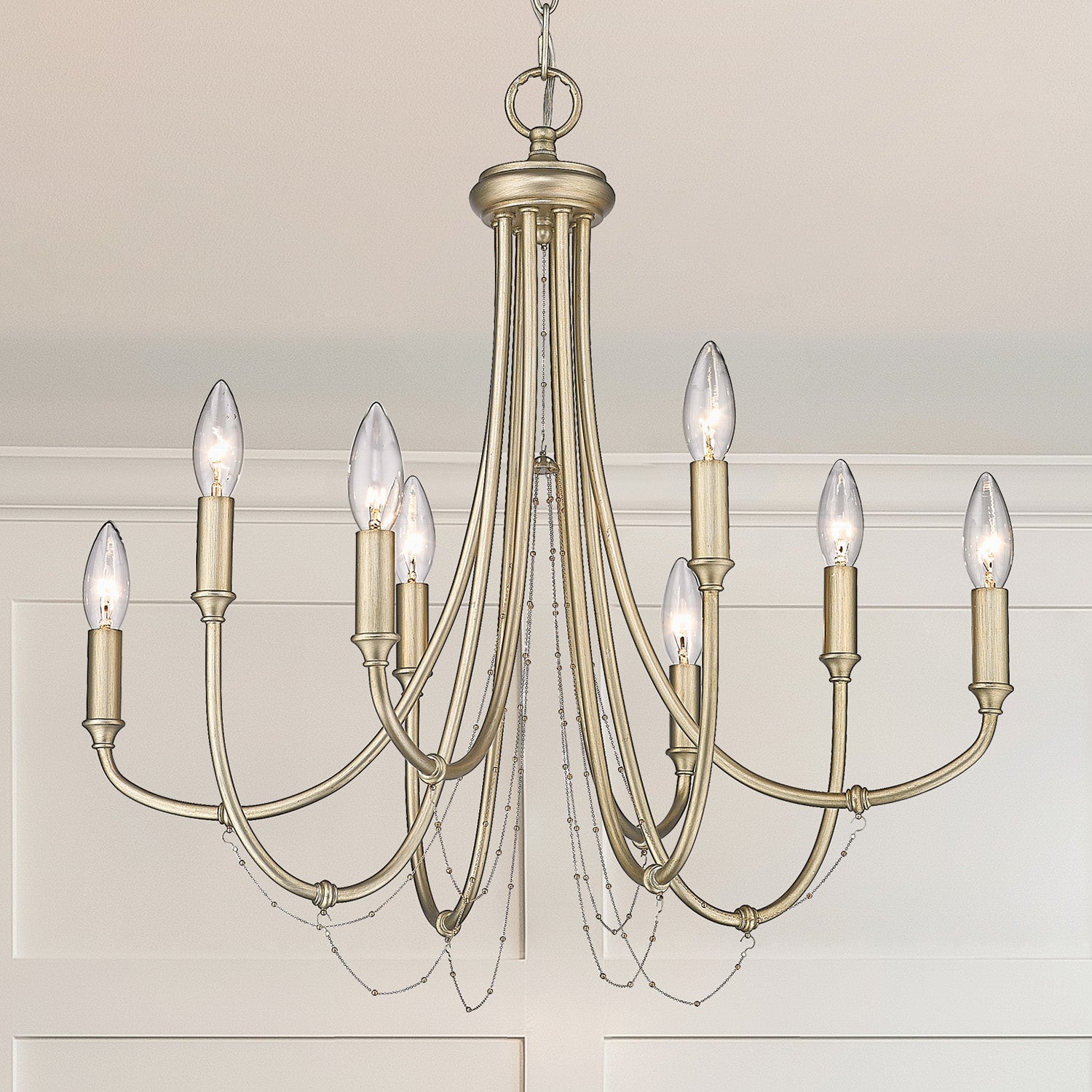 Golden - 8322-8 WG - Eight Light Chandelier - Kamila - White Gold