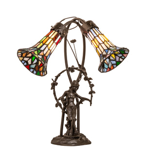 Meyda Tiffany - 133659 - Two Light Table Lamp - Stained Glass Pond Lily - Mahogany Bronze