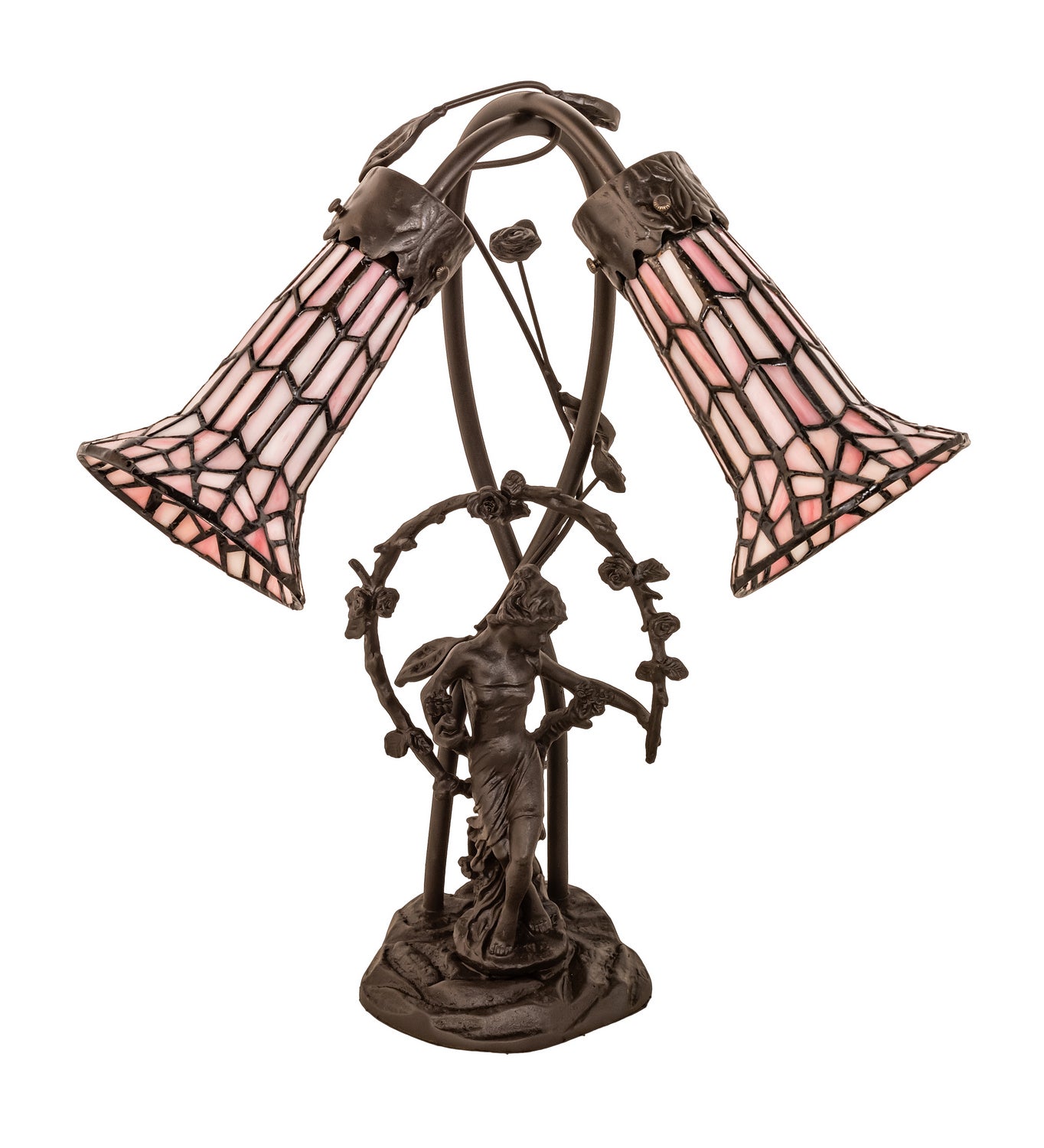 Meyda Tiffany - 134637 - Two Light Table Lamp - Stained Glass Pond Lily - Mahogany Bronze