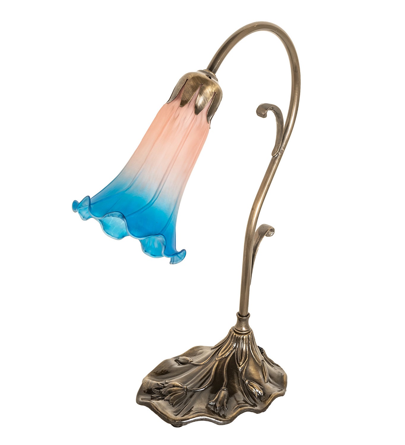 Meyda Tiffany - 17124 - One Light Mini Lamp - Pink/Blue - Antique Brass