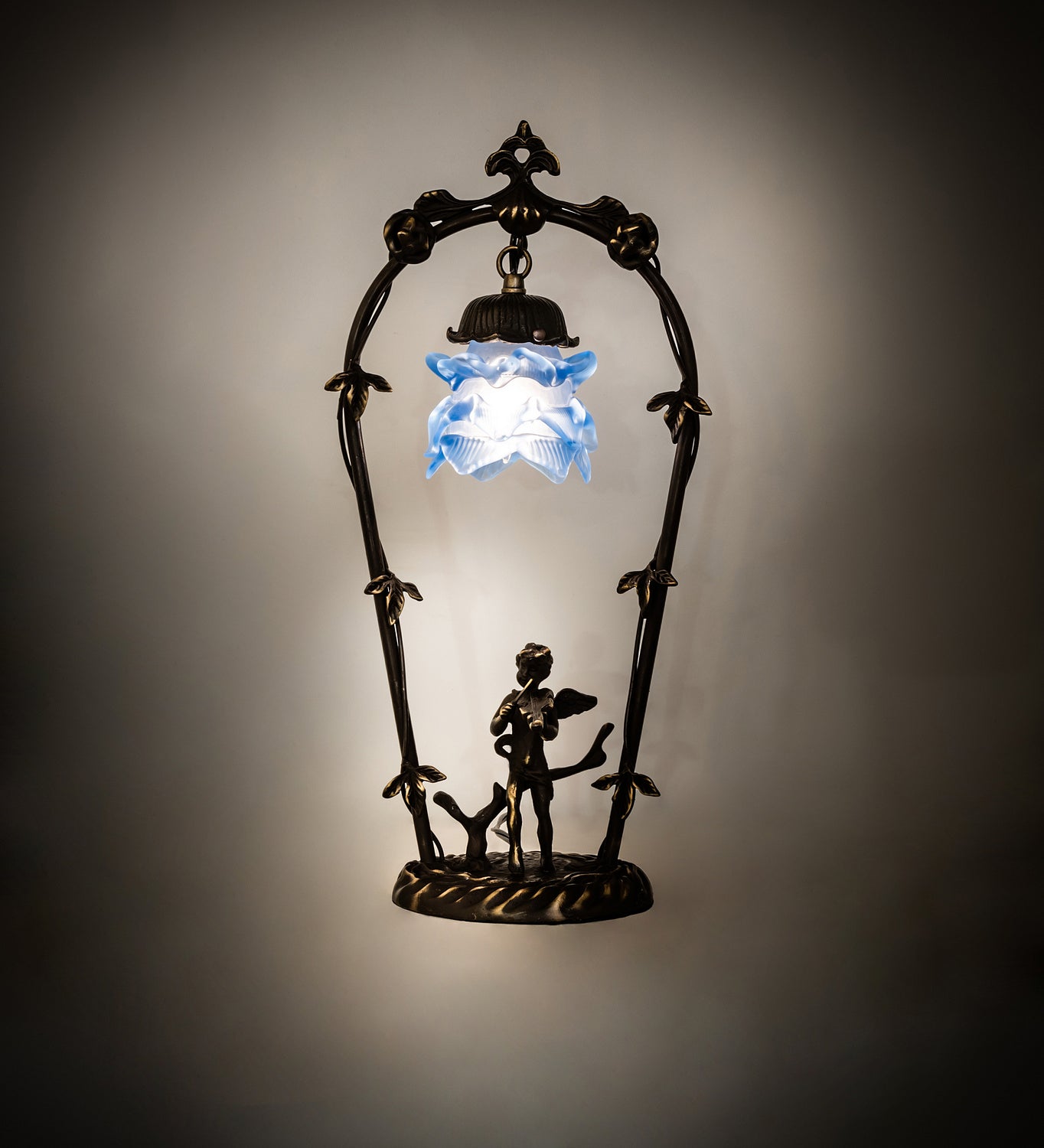 Meyda Tiffany - 17428 - One Light Mini Lamp - Blue Cherub - Mahogany Bronze