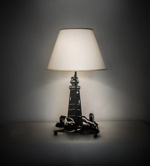 Meyda Tiffany - 198178 - Two Light Table Lamp - Lighthouse - Black Metal