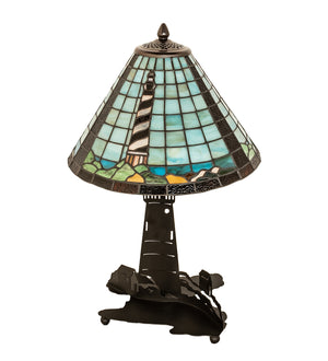 Meyda Tiffany - 215491 - Two Light Table Lamp - Lighthouse - Black Metal