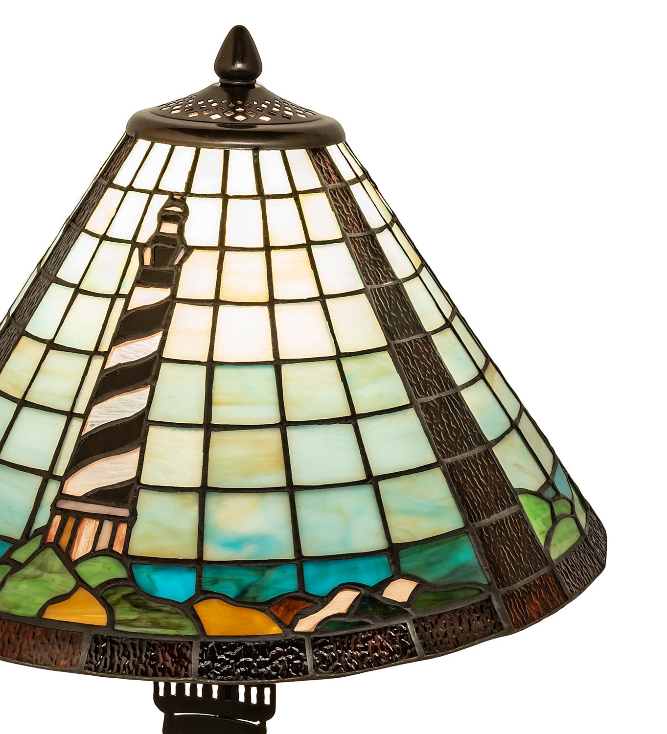 Meyda Tiffany - 215491 - Two Light Table Lamp - Lighthouse - Black Metal