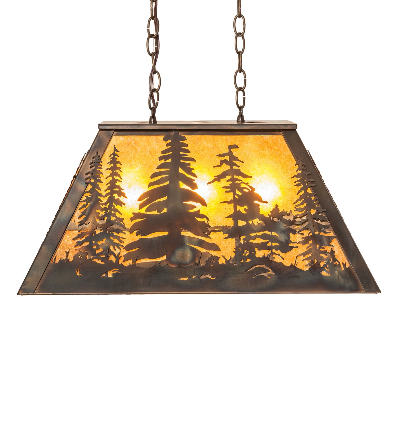 Meyda Tiffany - 248521 - Three Light Pendant - Tall Pines - Dark Burnished Antique Copper