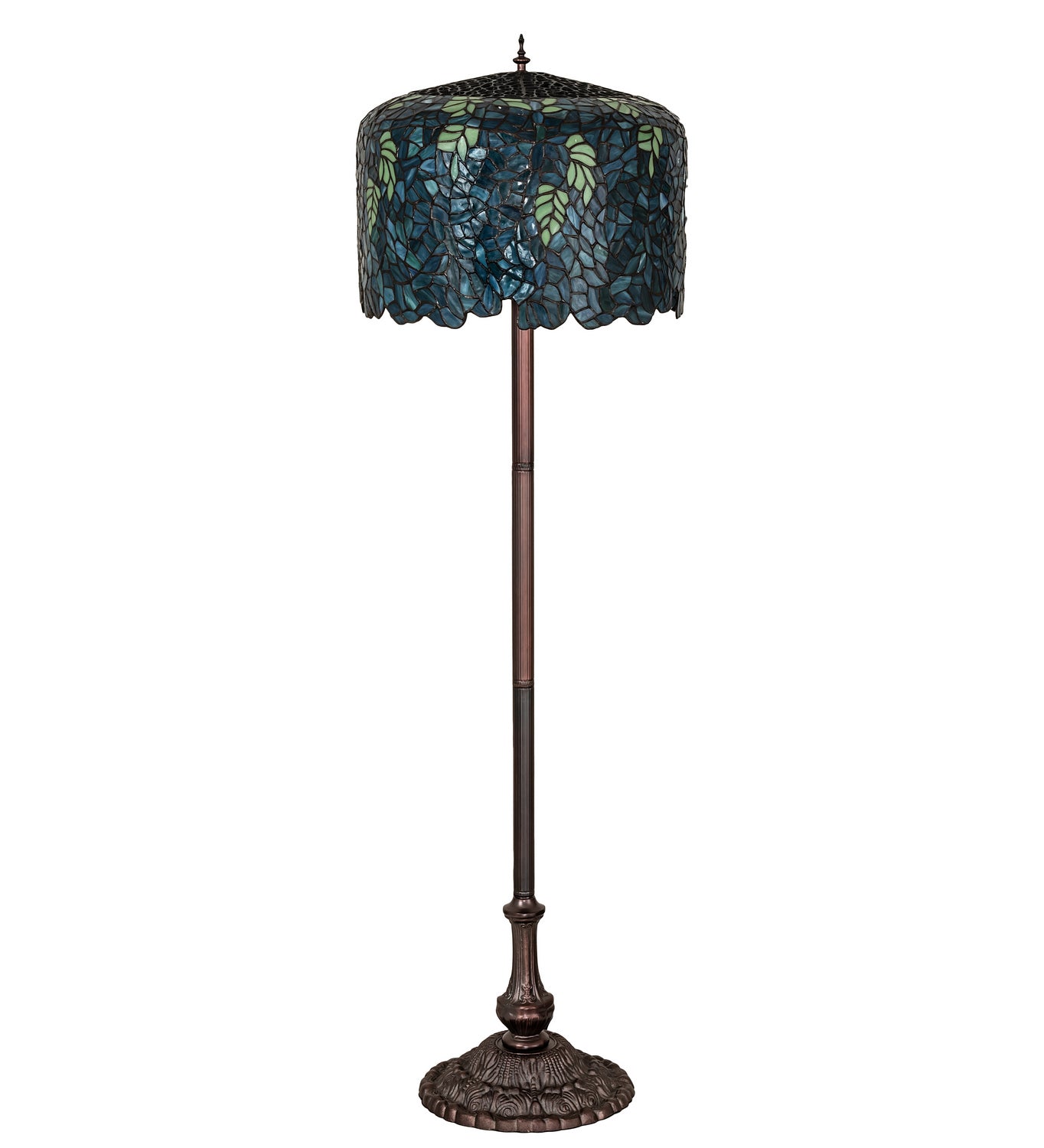 Meyda Tiffany - 252160 - Three Light Floor Base - Tiffany Wisteria - Antique,Mahogany Bronze