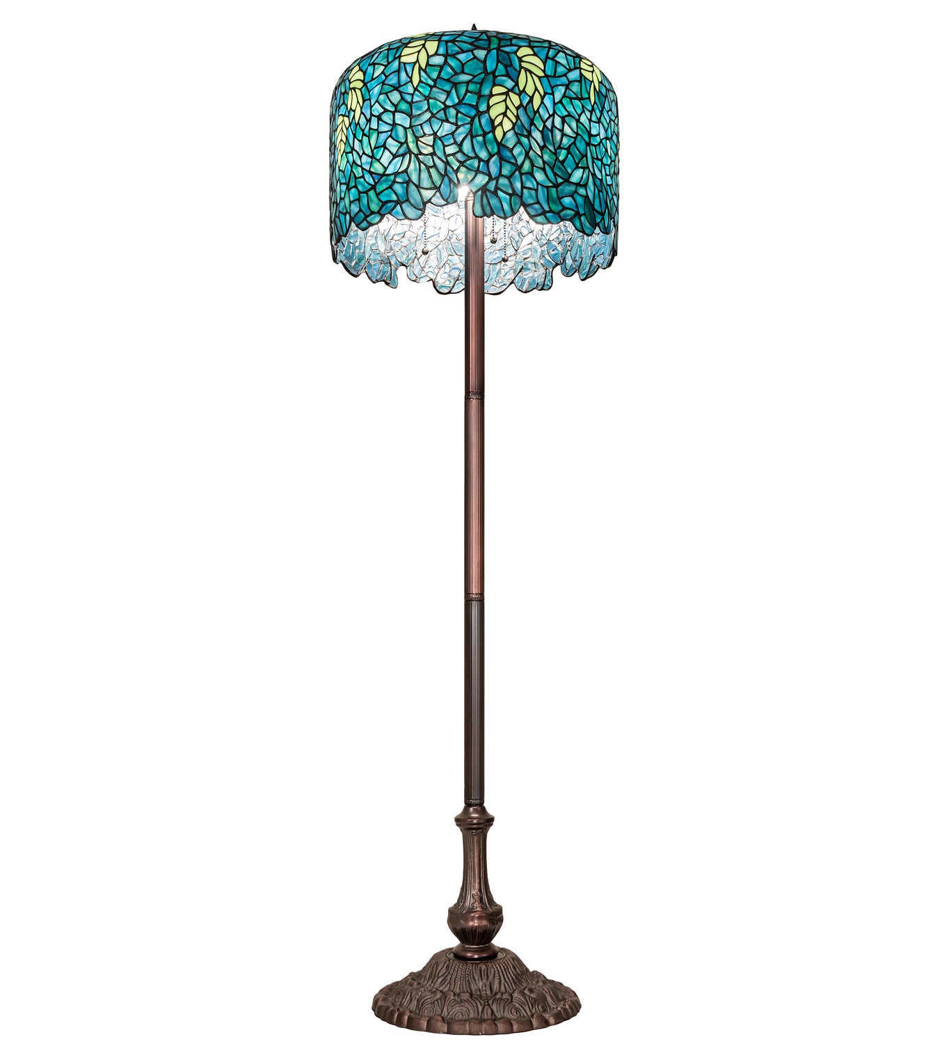 Meyda Tiffany - 252160 - Three Light Floor Base - Tiffany Wisteria - Antique,Mahogany Bronze