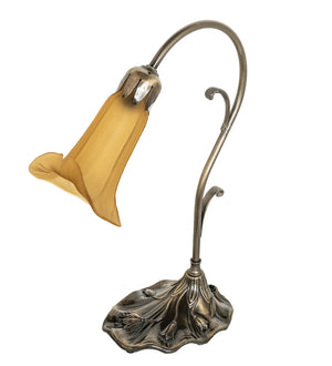 Meyda Tiffany - 71568 - One Light Mini Lamp - Amber Pond Lily - Antique Brass