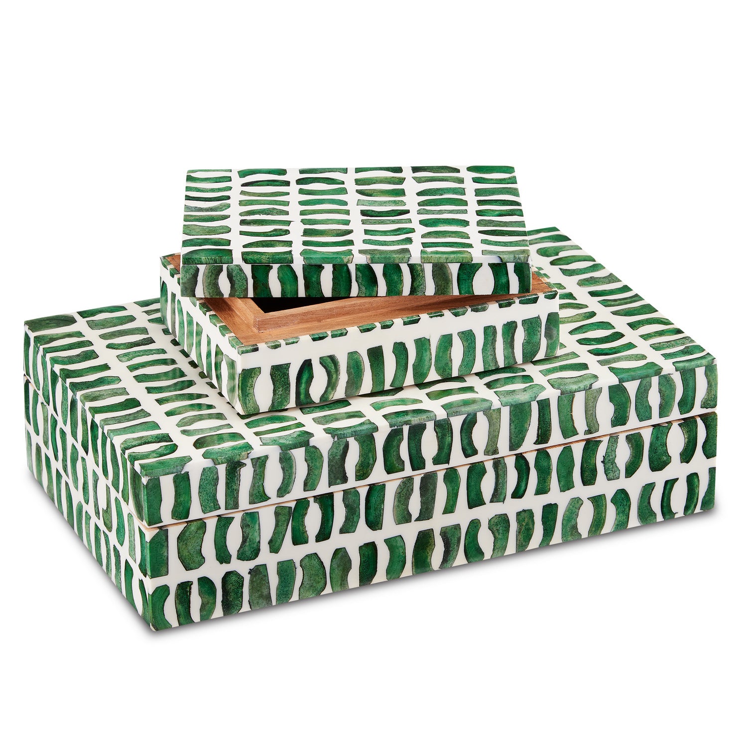 Currey and Company - 1200-0585 - Box Set of 2 - Emerald - Green/White