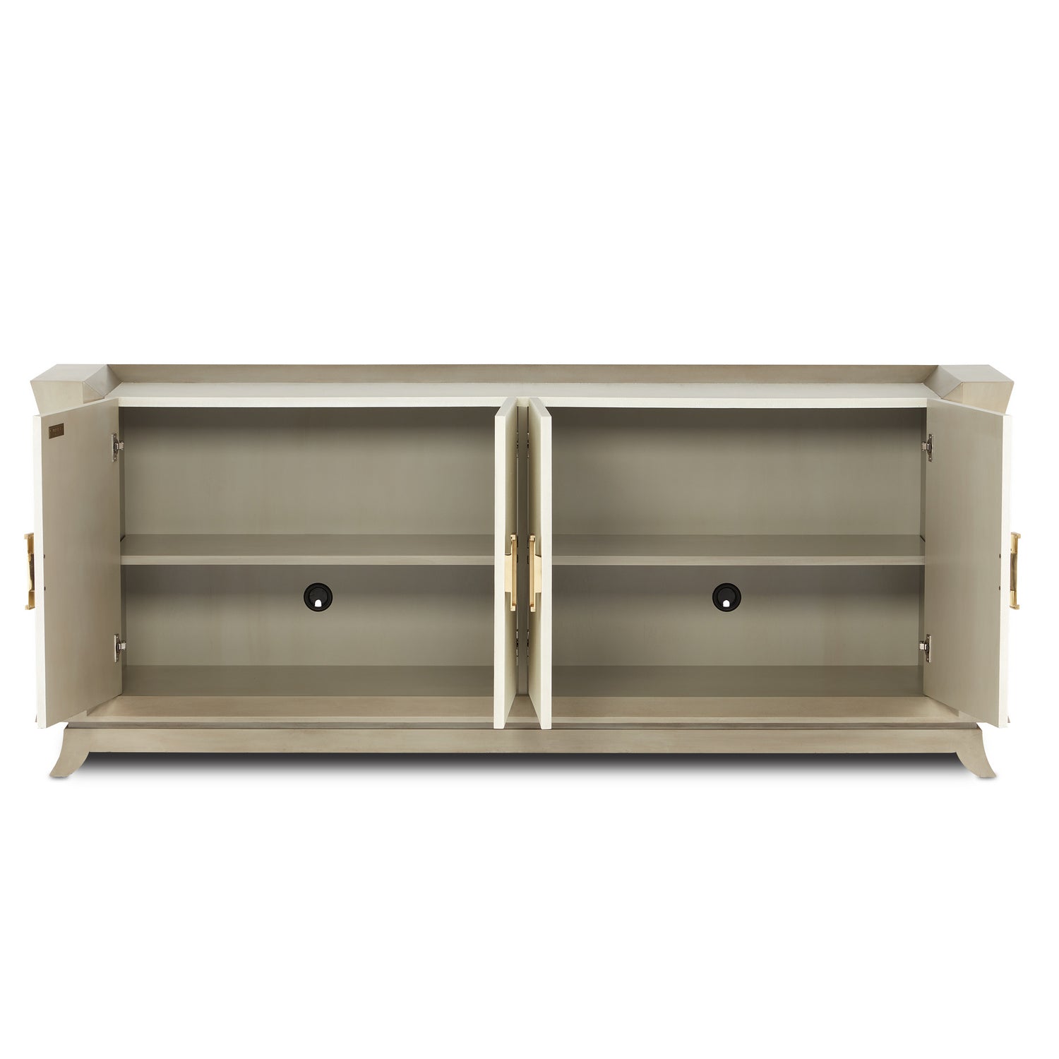 Currey and Company - 3000-0212 - Credenza - Barry Goralnick - Oyster Gray/Cream/Brushed Polished Brass