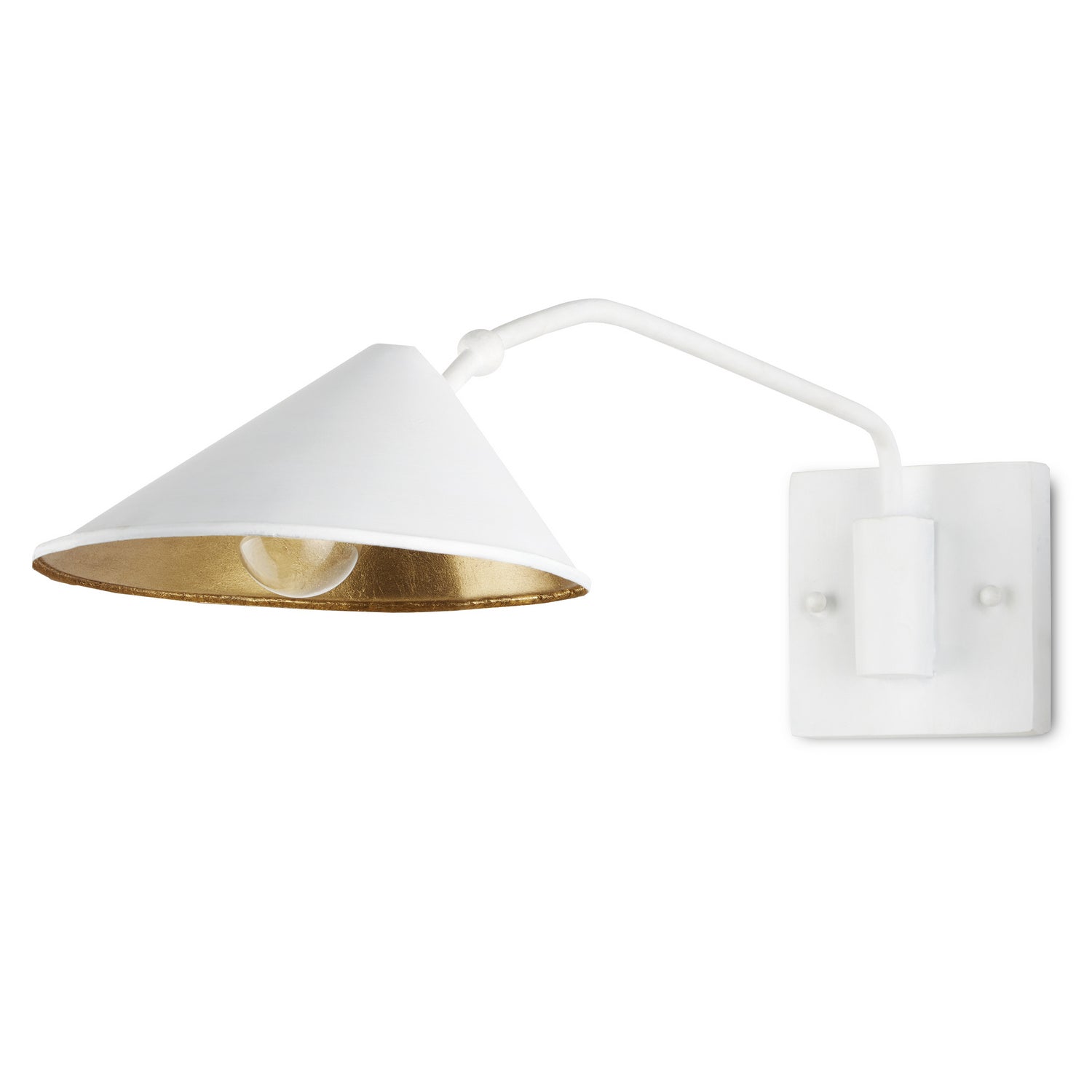 Currey and Company - 5000-0205 - One Light Wall Sconce - Serpa - Gesso White/Contemporary Gold Leaf