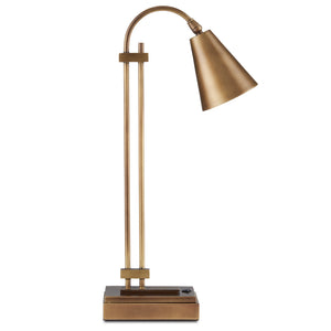 Currey and Company - 6000-0782 - One Light Desk Lamp - Symmetry - Antique Brass