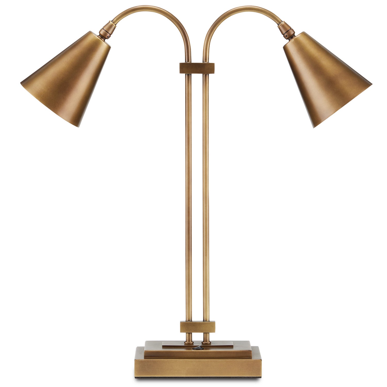 Currey and Company - 6000-0784 - Two Light Desk Lamp - Symmetry - Antique Brass