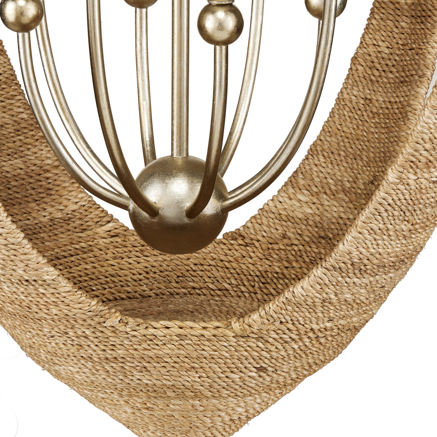 Currey and Company - 9000-0836 - Eight Light Chandelier - Menorca - Contemporary Silver Leaf/Smokewood/Natural Rope