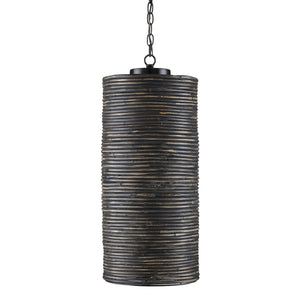 Currey and Company - 9000-0917 - One Light Pendant - Nagano - Satin Black/Graywash