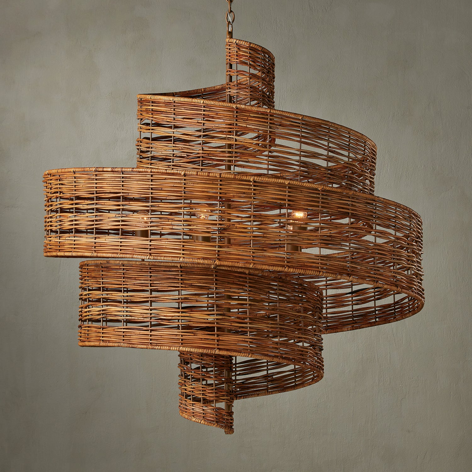 Currey and Company - 9000-0925 - Five Light Chandelier - Hiroshi Koshitaka - Khaki/Natural Rattan