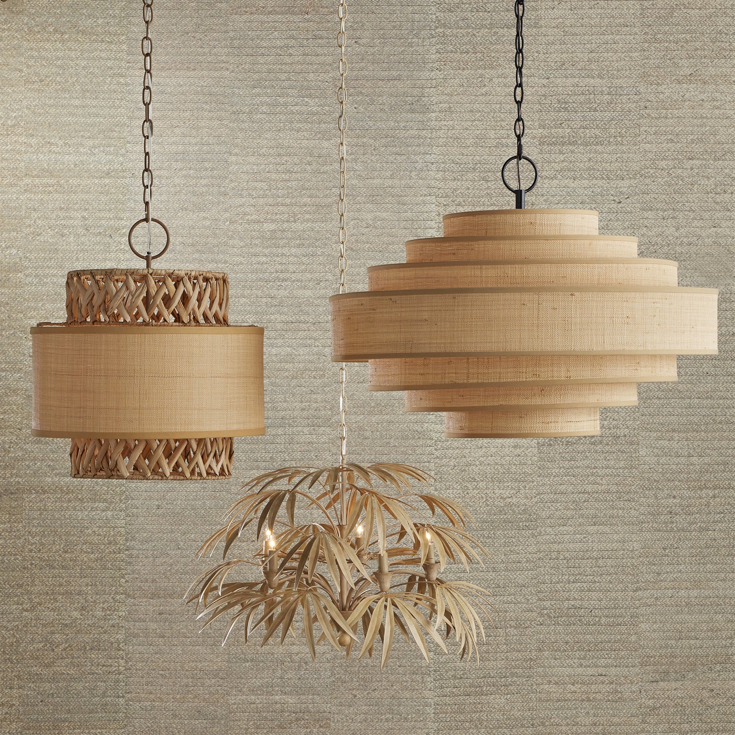 Currey and Company - 9000-0926 - Four Light Pendant - Isola - Khaki/Natural