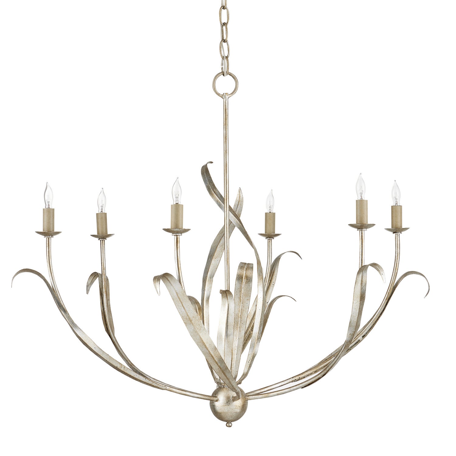 Currey and Company - 9000-0931 - Six Light Chandelier - Menefee - Silver Granello