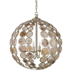 Currey and Company - 9000-0935 - Four Light Chandelier - Tartufo - Contemporary Silver Leaf/Natural