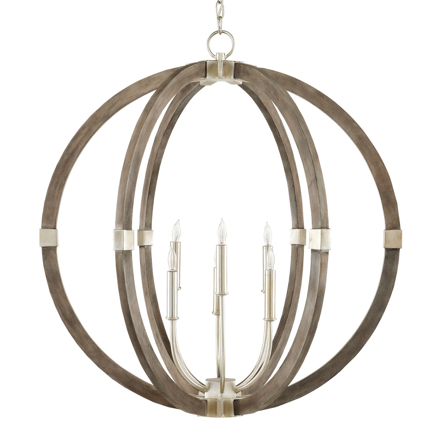 Currey and Company - 9000-0941 - Six Light Chandelier - Bastian - Contemporary Silver Leaf/Chateau Gray