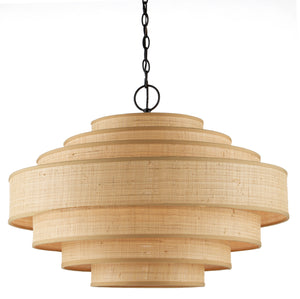 Currey and Company - 9000-0946 - Six Light Chandelier - Maura - Natural/Satin Black