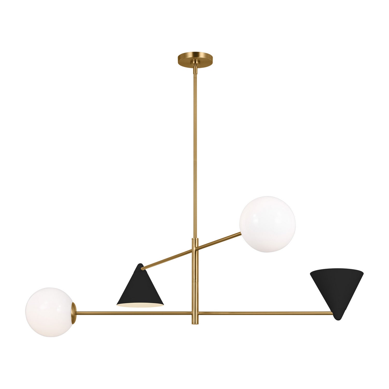 Visual Comfort Studio - AEC1094MBKBBS - Four Light Chandelier - Cosmo - Midnight Black and Burnished Brass