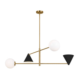 Visual Comfort Studio - AEC1094MBKBBS - Four Light Chandelier - Cosmo - Midnight Black and Burnished Brass