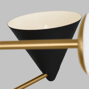 Visual Comfort Studio - AEC1094MBKBBS - Four Light Chandelier - Cosmo - Midnight Black and Burnished Brass