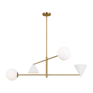 Visual Comfort Studio - AEC1094MWTBBS - Four Light Chandelier - Cosmo - Matte White and Burnished Brass