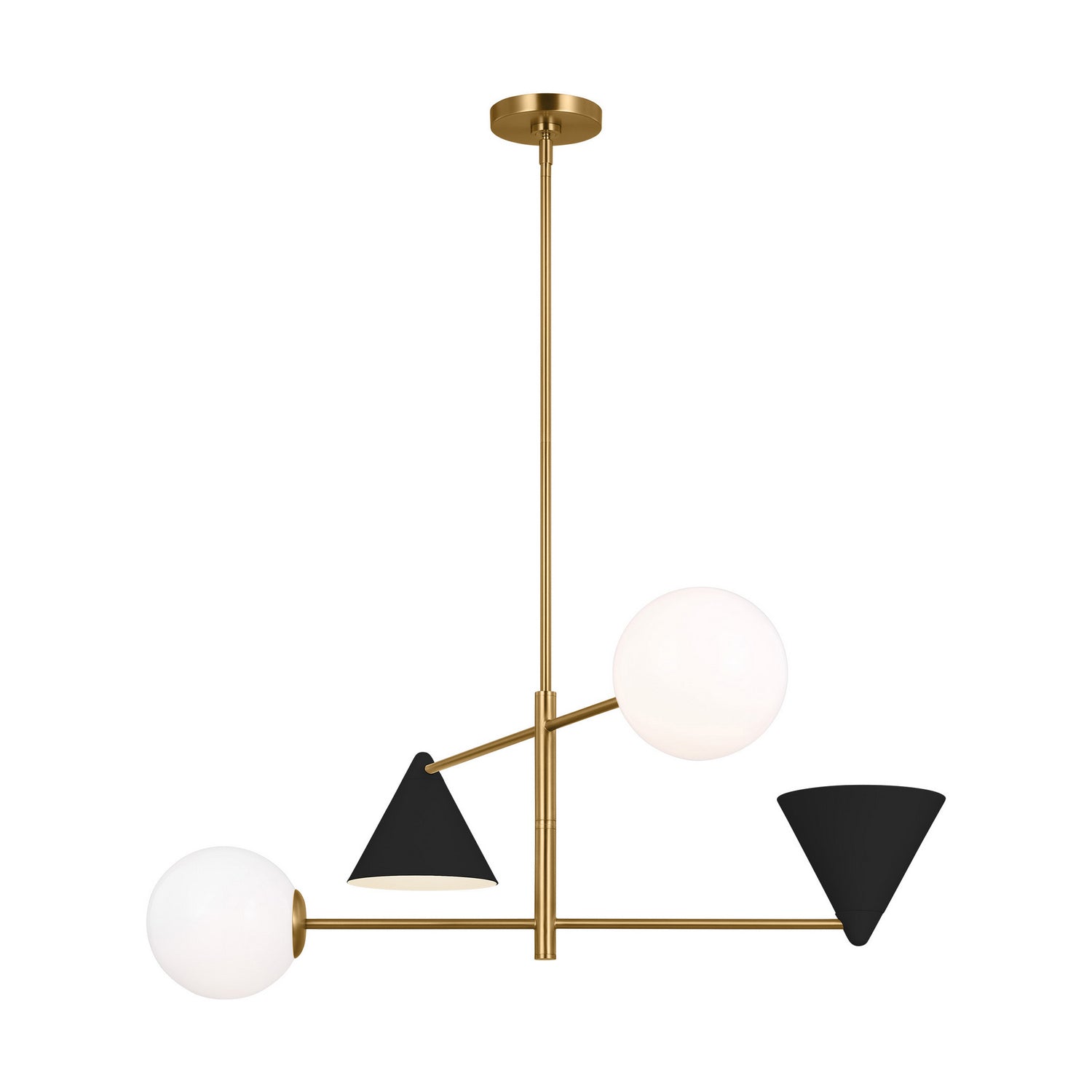 Visual Comfort Studio - AEC1104MBKBBS - Four Light Chandelier - Cosmo - Midnight Black and Burnished Brass