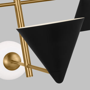 Visual Comfort Studio - AEC1104MBKBBS - Four Light Chandelier - Cosmo - Midnight Black and Burnished Brass