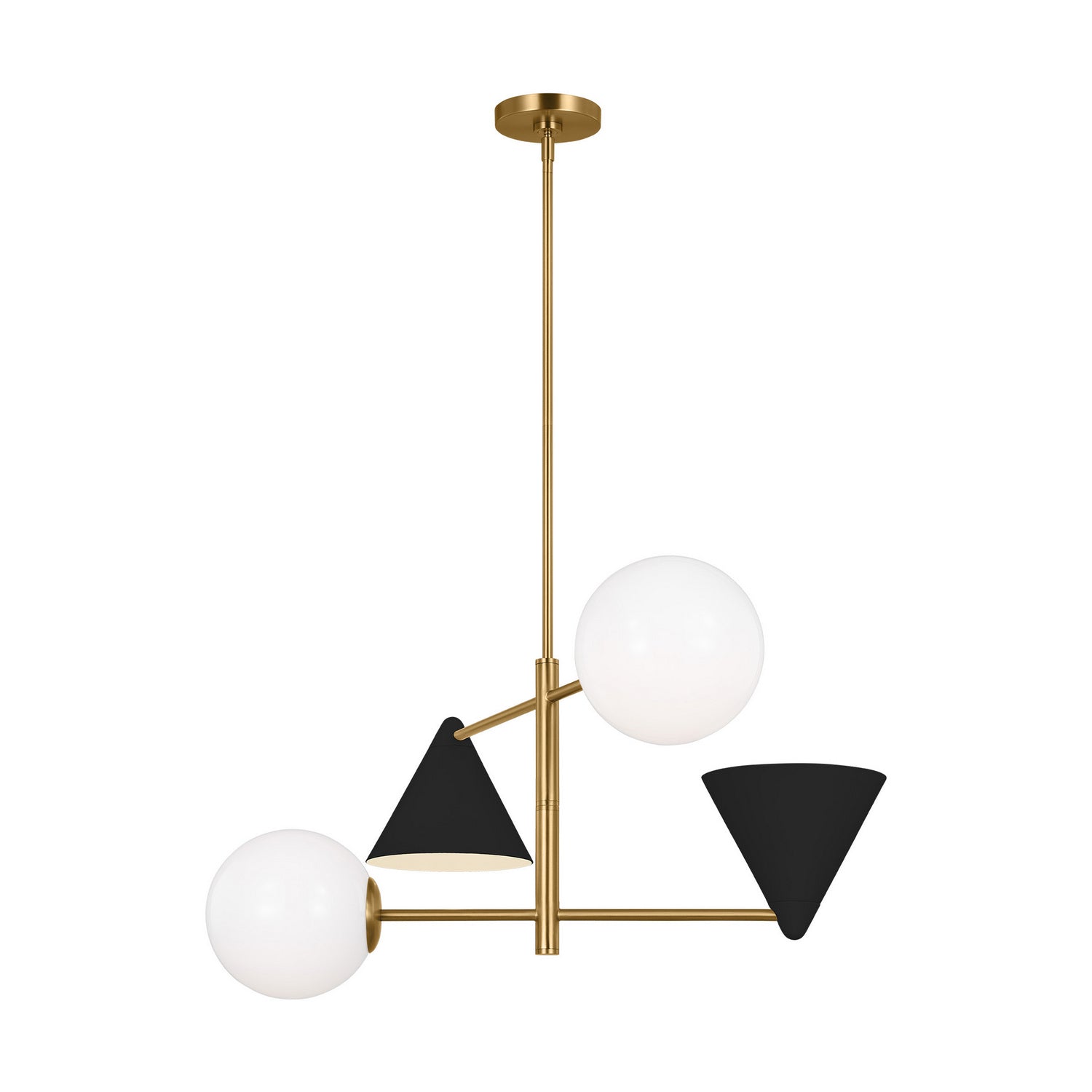 Visual Comfort Studio - AEC1114MBKBBS - Four Light Chandelier - Cosmo - Midnight Black and Burnished Brass