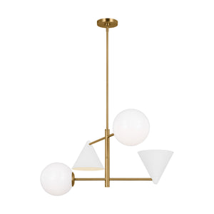 Visual Comfort Studio - AEC1114MWTBBS - Four Light Chandelier - Cosmo - Matte White and Burnished Brass