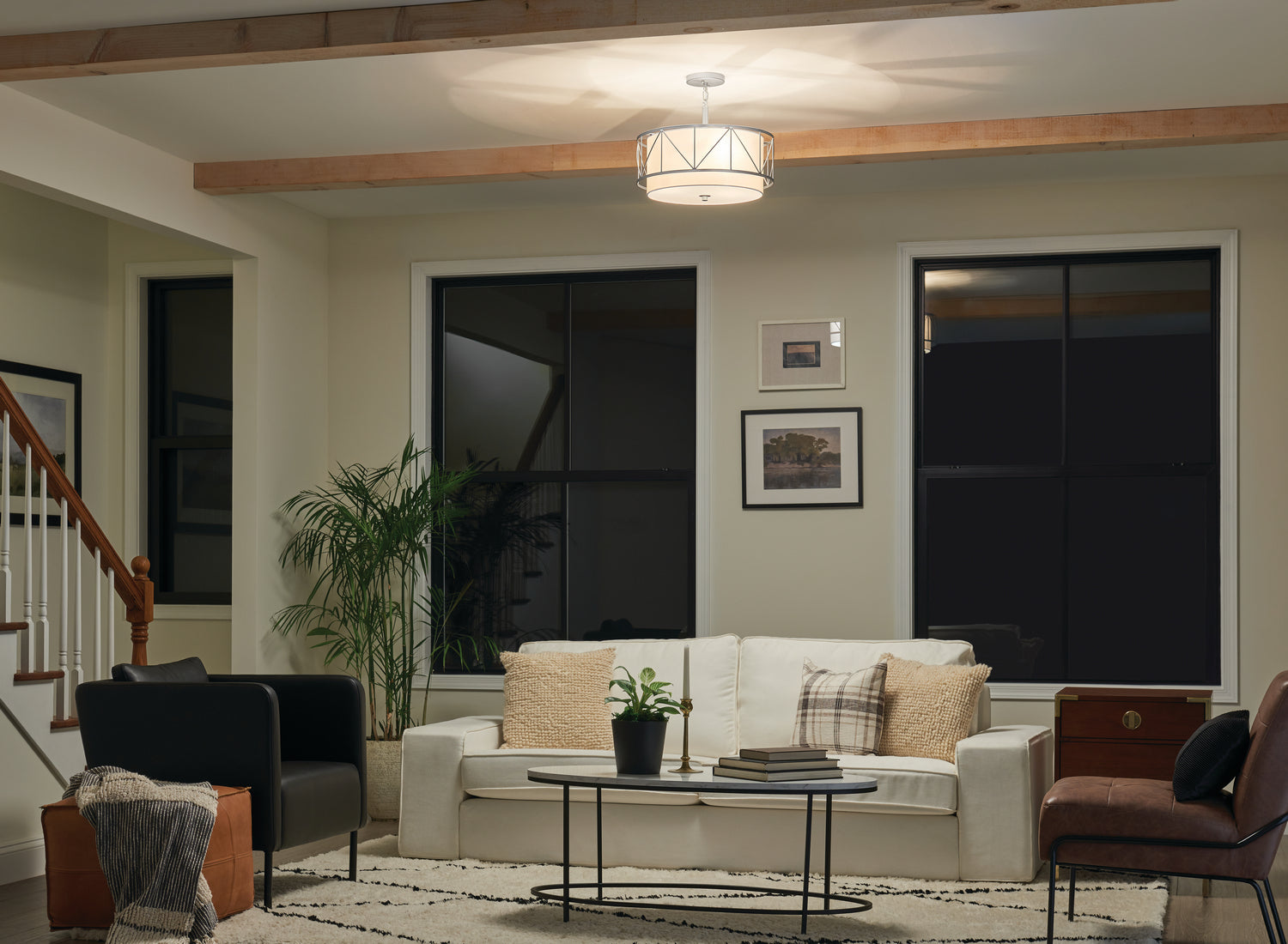 Kichler - 52075SN - Three Light Pendant/Semi Flush - Birkleigh - Satin Nickel
